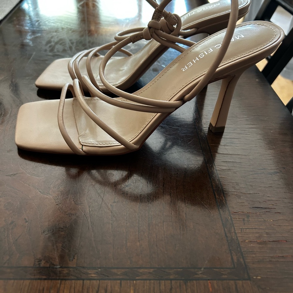 Marc Fisher Nude Strappy Square-Toe Heels - Picture 4 of 4